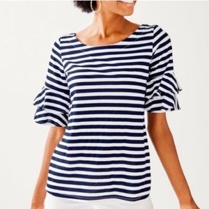 Lilly Pulitzer Striped Ruffle Sleeve Blouse